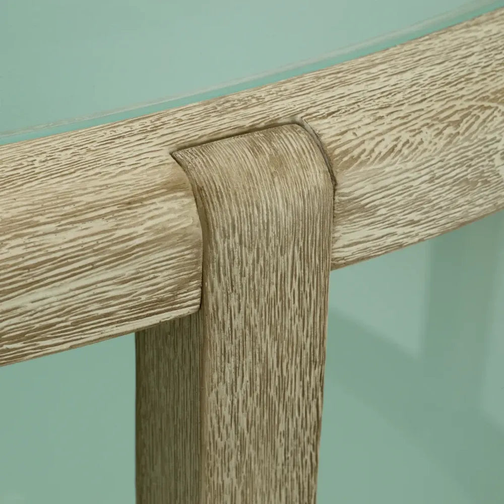 Masuta de cafea pentru exterior din Lemn de tec Gri si Sticla Mata H45xD120cm Anthony Eichholtz
