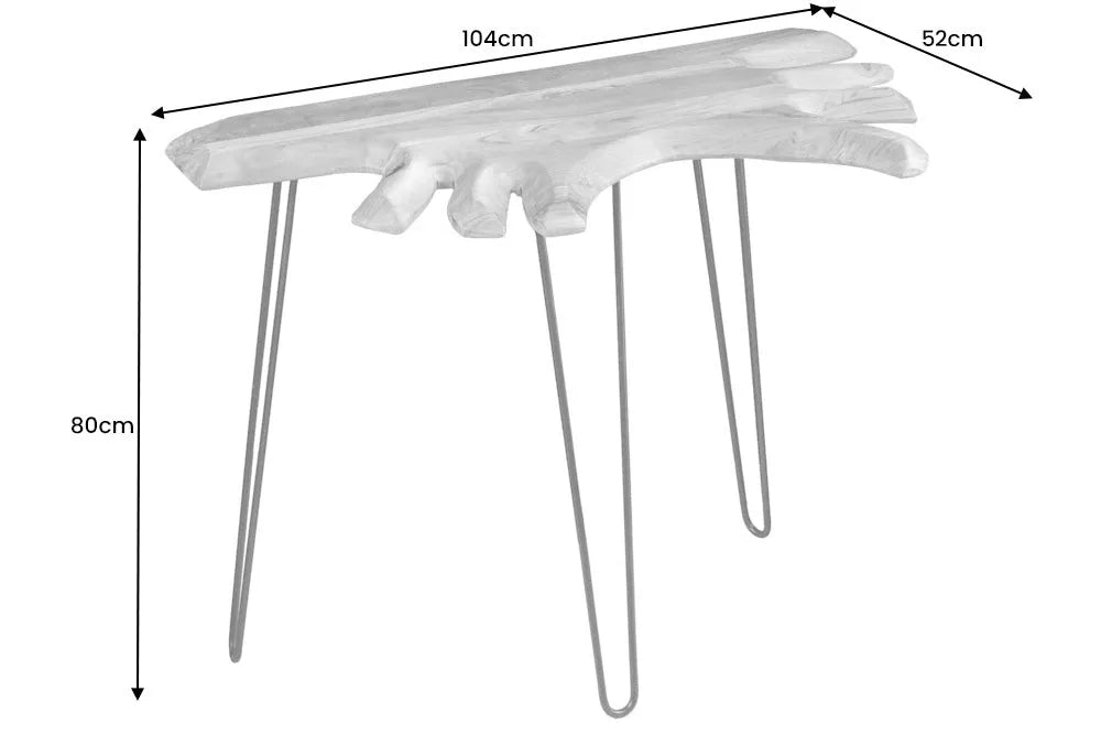 Consola din Lemn de salcam Maro si Metal Negru L104xH80cm WILD