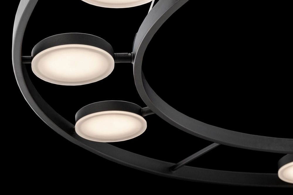 Lustra rotunda cu inaltime reglabila din Metal Negru cu LED D80xH150cm Fad
