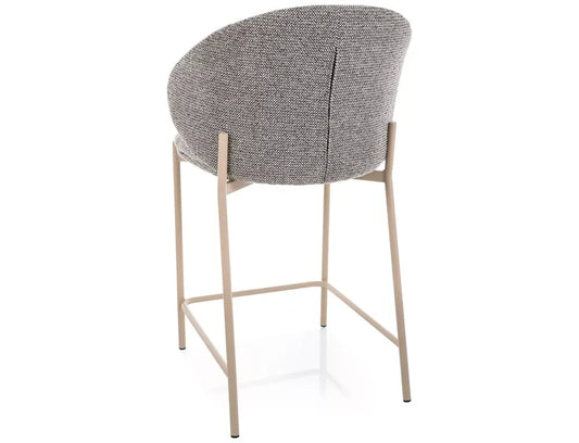 Scaun de insula din Stofa Gri si Metal Bej H90xL54xA56cm Kioto