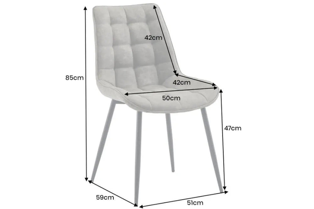 Set 4 scaune tapitat cu Microfibra Maro taupe si picioare din Metal Negru H85xL51xA59cm ROADSTAR