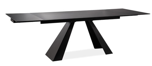 Masa extensibila dreptunghiulara din Sticla securizata Negru de 8-10 persoane L160/240x90cm Salvadore