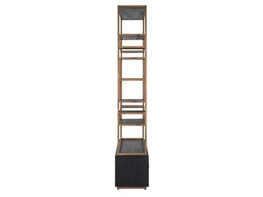 Raft din Lemn masiv de stejar si Metal Negru/Auriu L120xH222cm Hunter Richmond Interiors