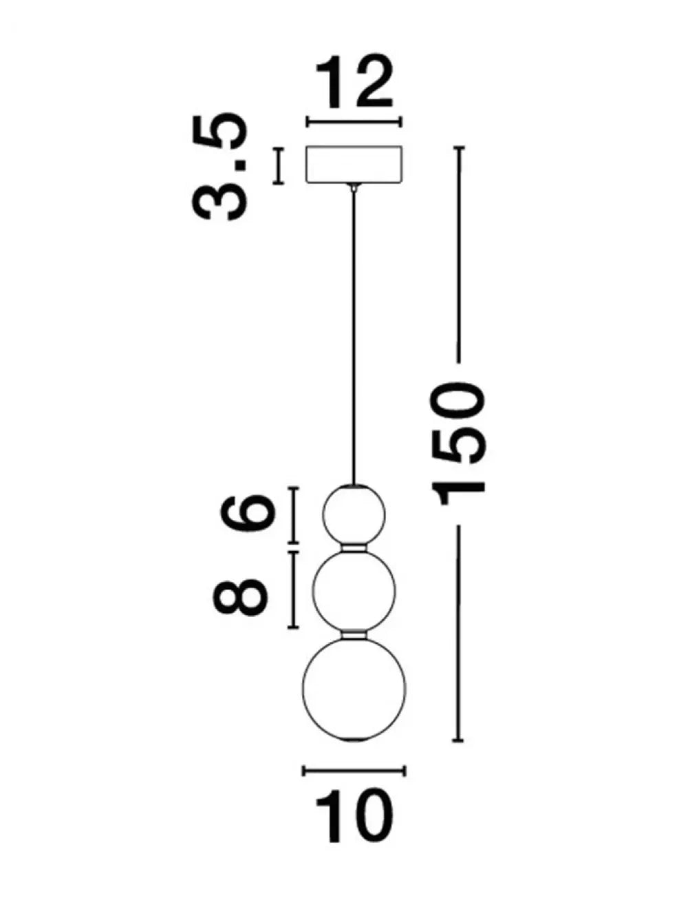 Pendul structura din Metal Auriu si abajur din Sticla Alb H150xL10cm IP20 11W 963lm 3000k PERLA