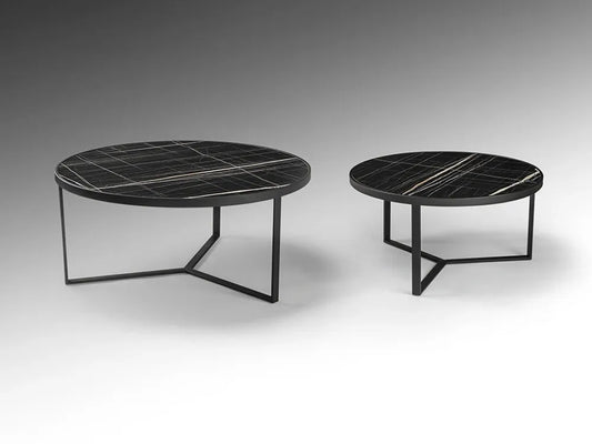 Set 2 masute de cafea din Metal Negru si MDF Negru D71/91xH36.5/41cm Naira