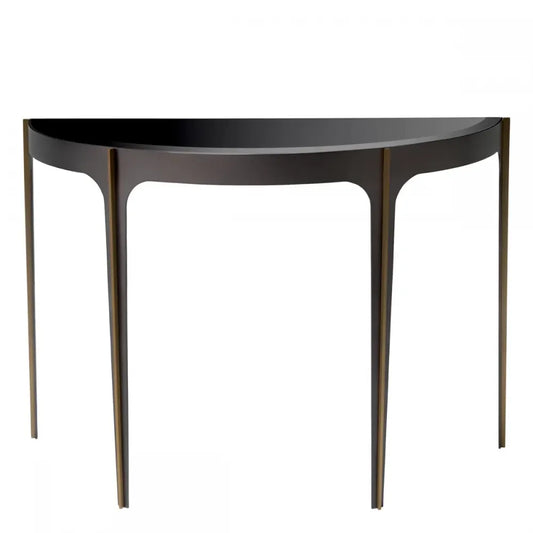 Consola din Sticla Negru si Otel inoxidabil Bronz L102.5xH75cm Artemisa Eichholtz