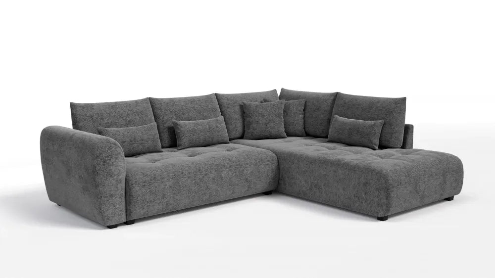 Coltar extensibil in forma de L tapitat cu Chenille Sajma 18 Gri L291x234cm Trezzo