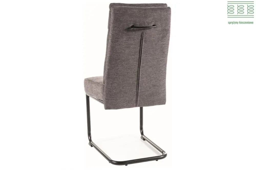 Scaun tapitat cu Stofa Gri inchis cu picioare din Metal Negru H97xL44xA44cm Berry