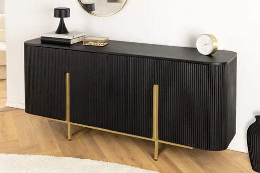 Comoda din Lemn de mango Negru si Metal Auriu L160xH75cm GATSBY