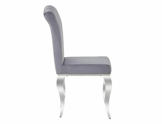 Scaun din Catifea Gri si Metal Argintiu Hx100Lx46xA44cm Prince