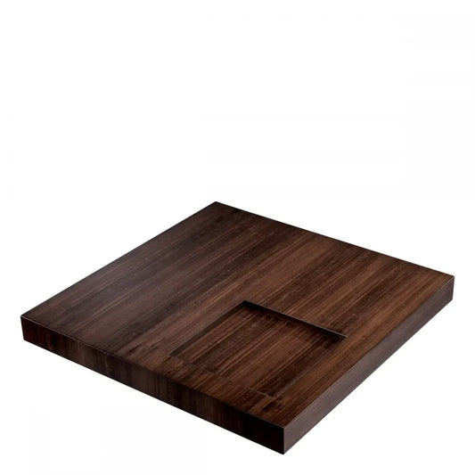 Masuta de cafea Patrata din Otel inoxidabil Bronz si Furnir de eucalipt Maro L110xl110cm Otus Eichholtz
