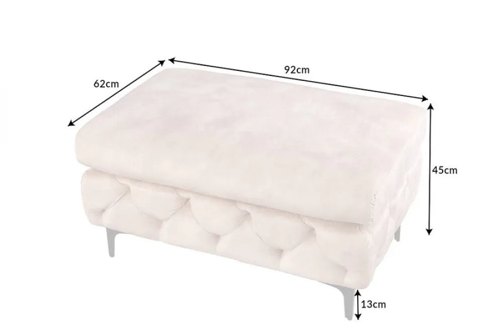 Puf din Metal Negru si Catifea Bej H45xL92cm Modern Barock