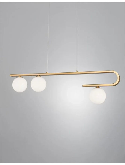 Lustra structura din Metal Auriu si abajur din Sticla Alb H180xL80cm IP20 CANTONA