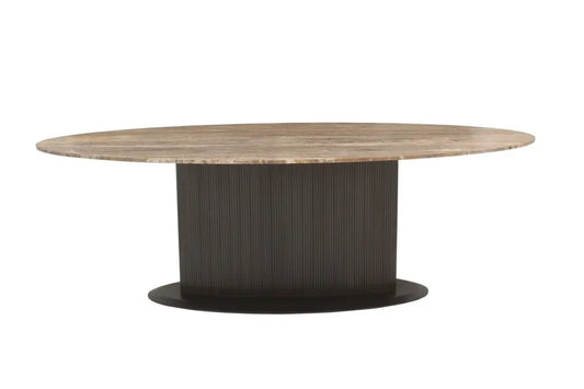 Masa ovala din MDF/Metal Maro si Travertin Maro L235xH76cm Russo Richmond interiors