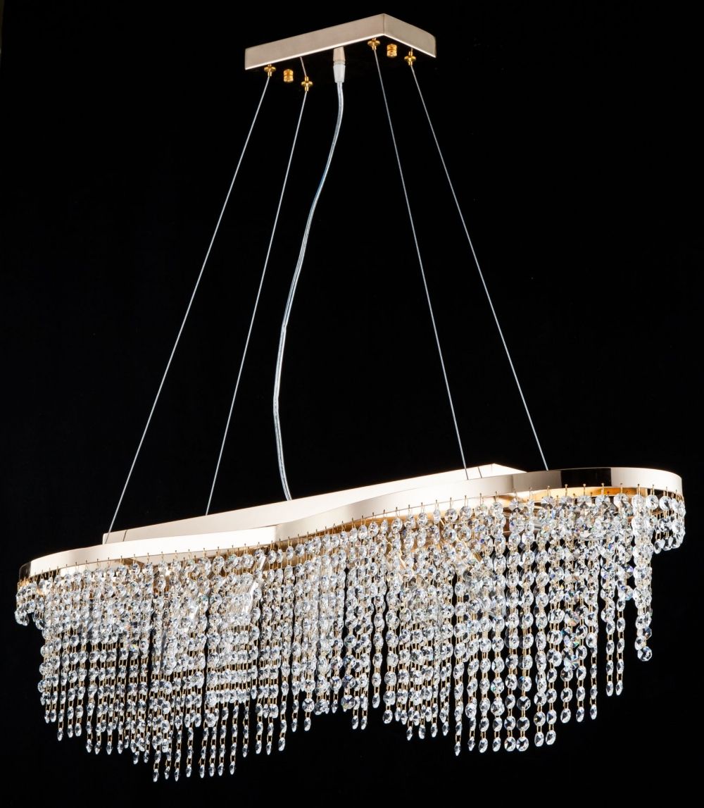 Lustra dreptunghiulara cu inaltime reglabila din Cristal Transparent cu 7 becuri L94x24xH68cm Toils