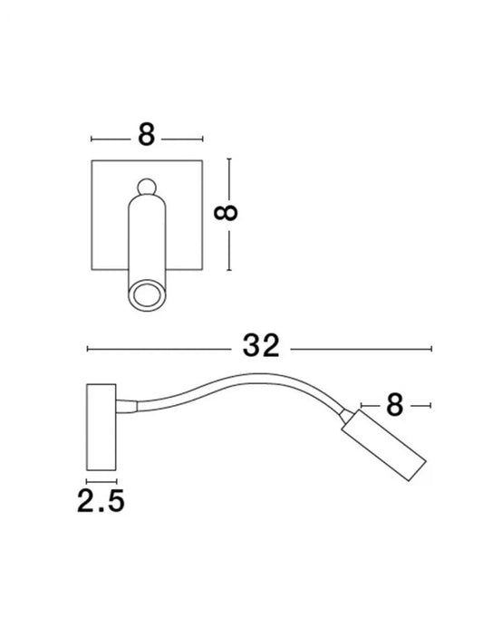 Aplica de perete din Aluminiu Negru H8xL32cm IP20 3W 190lm 3000k MADISON