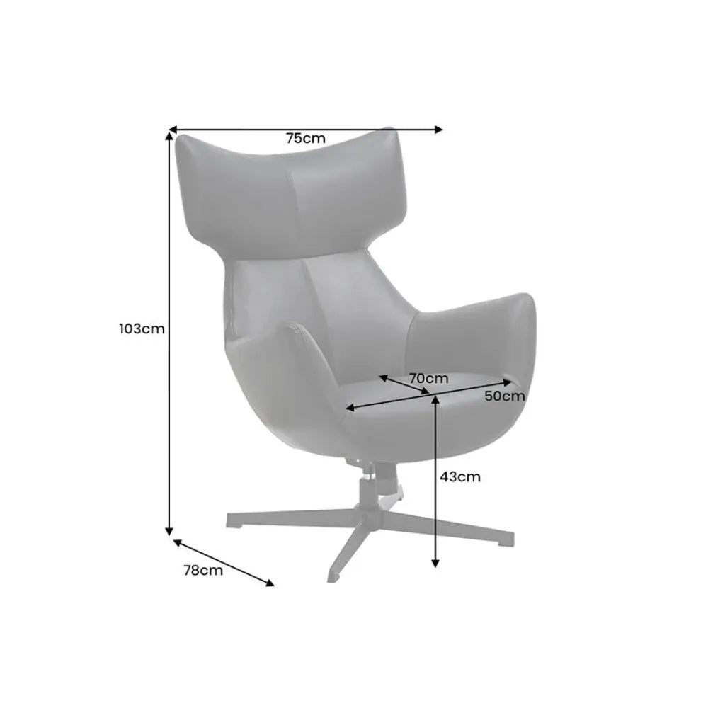 Fotoliu din Piele artificiala Maro si Metal Negru Hx103Lx75xA78cm Vogue