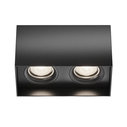 Spot dublu aplicabil adancit din Aluminiu Negru H11.5xL20cm IP 20 GU10 50W Slim