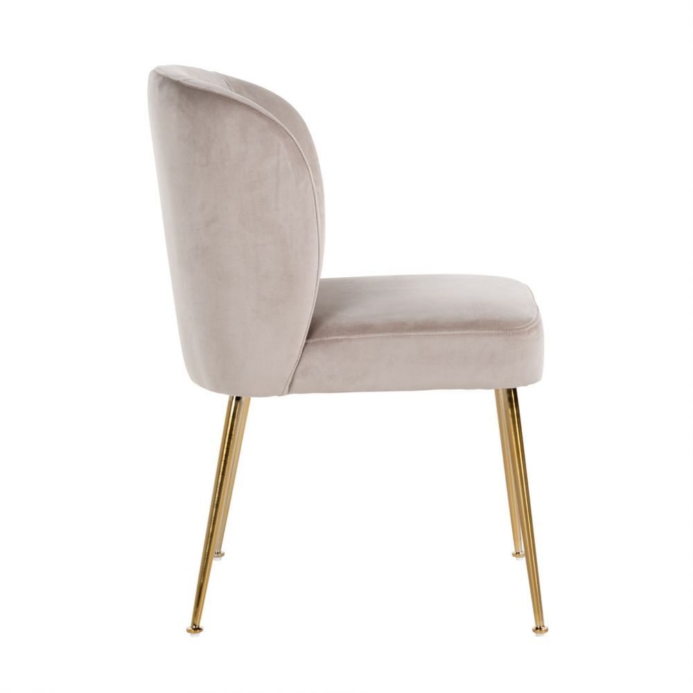 Scaun din Catifea si Metal Khaki/Auriu H84xL50xA62cm Richmond Interiors Cannon