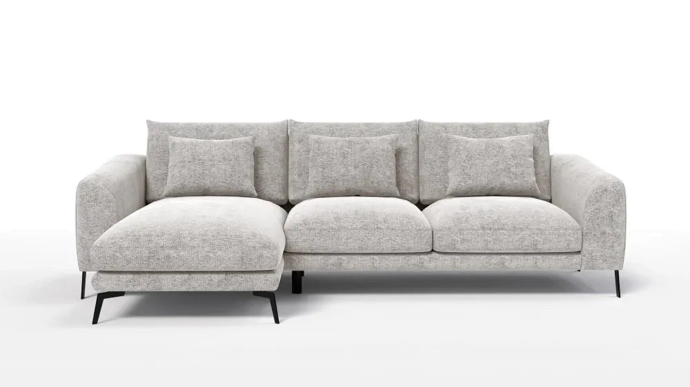 Coltar in forma de L tapitat cu Chenille Bej Sajma 15 L293x172cm Aspen
