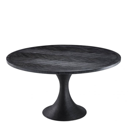 Masa rotunda din Furnir de stejar Negru de 4-6 persoane D140cm Melchior
