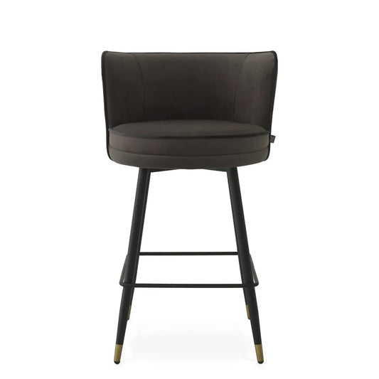 Scaun de insula rotativ tapitat cu Catifea Gri L53xA48xH91cm Grena Eichholtz