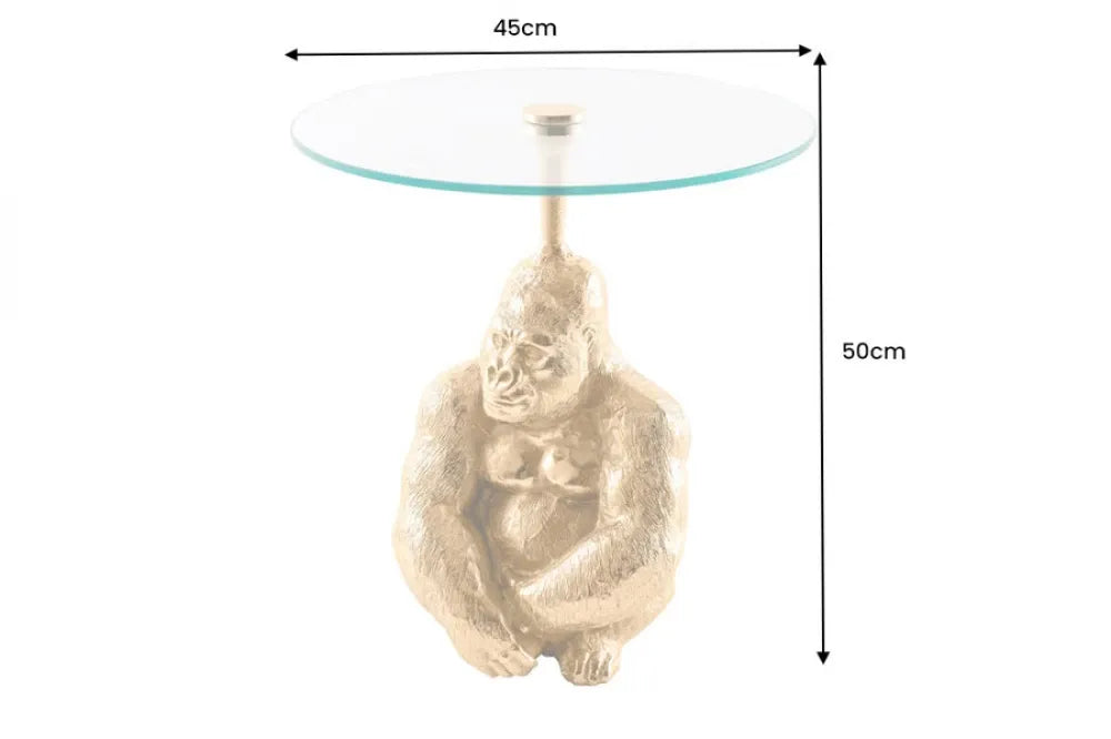 Masuta laterala din Sticla securizata Transparent si Metal Auriu D45xH51cm Kong