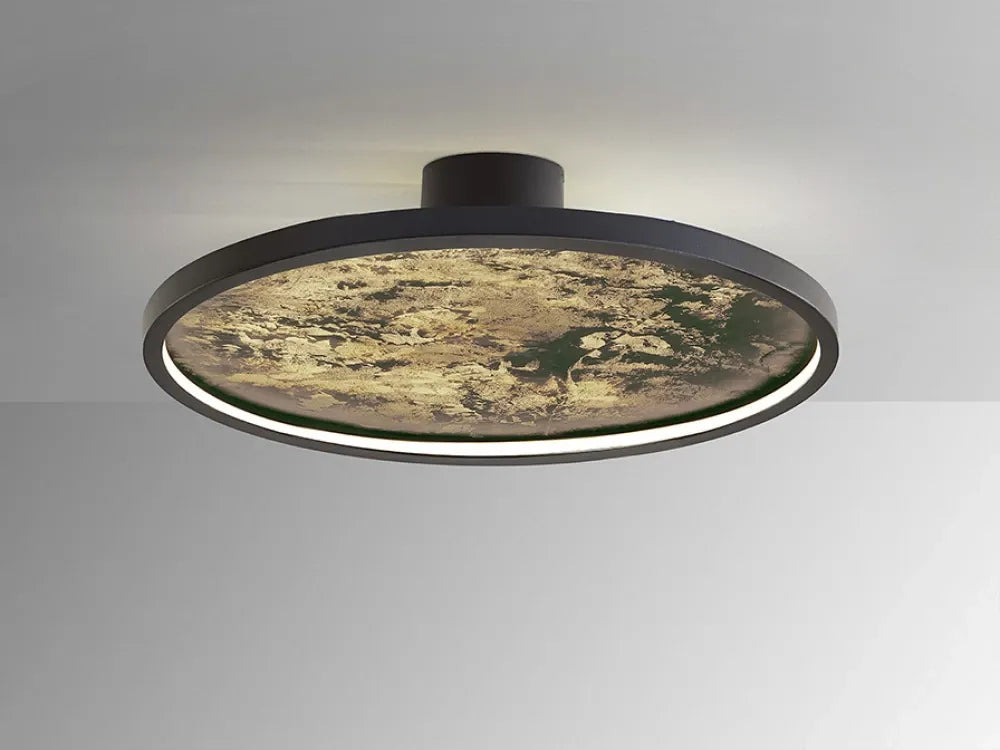 Aplica de perete din Metal Negru si Ardezie Multicolor H61xD61cm Stone