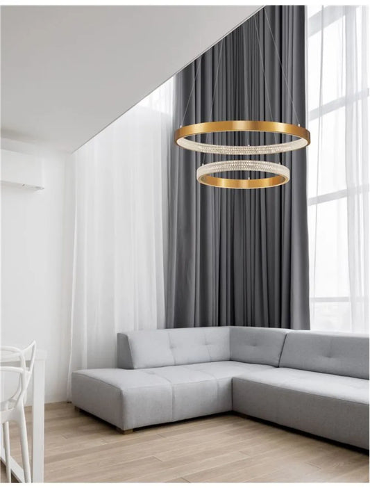 Candelabru structura din Aluminiu Auriu antichizat si abajur din Acrilic Transparent H120xL60cm IP20 62W 3113lm 3000k PRESTON