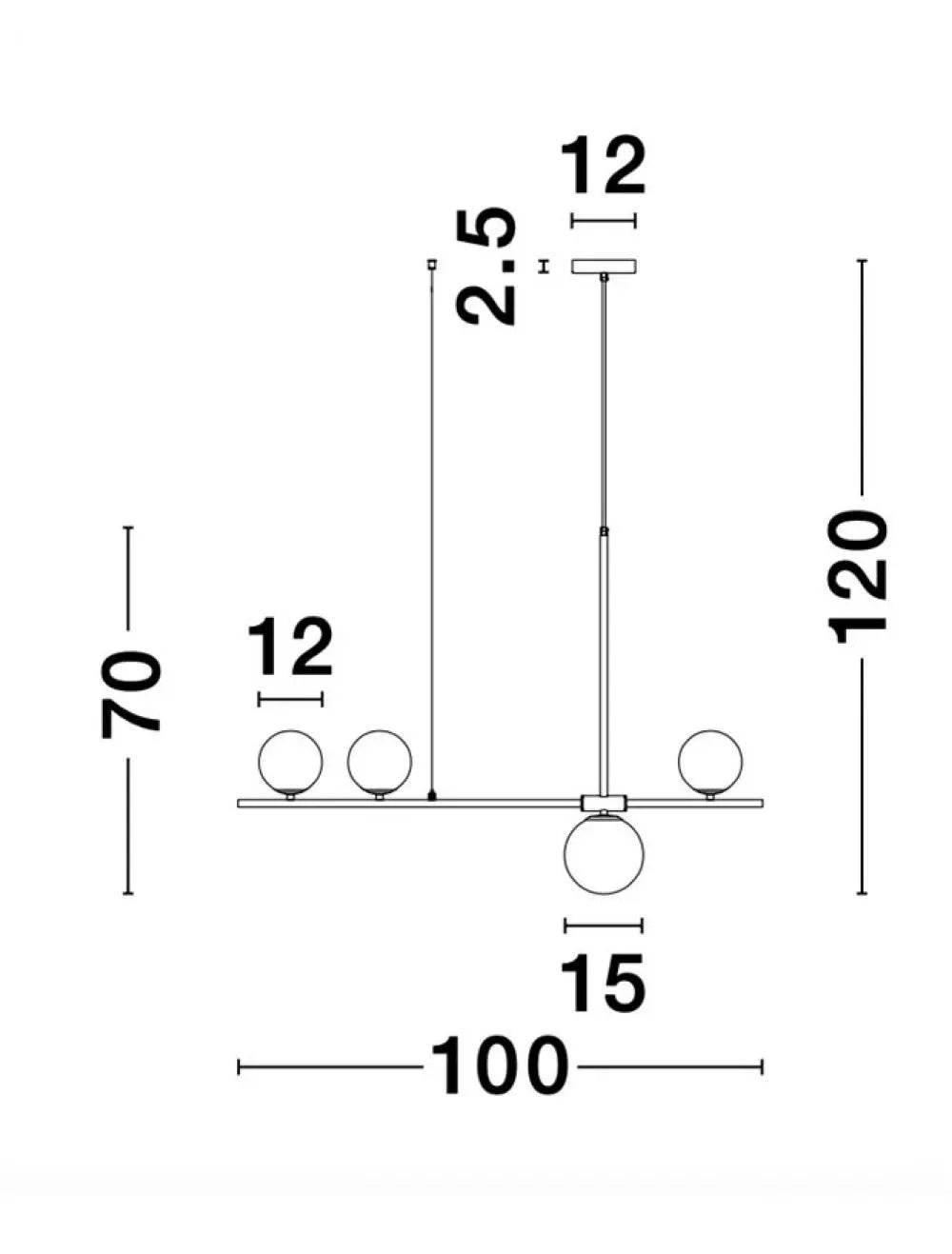 Lustra structura din Metal Negru si abajur din Sticla Alb H120xL100cm IP20 IMPERO