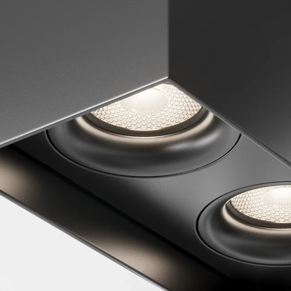 Spot dublu aplicabil adancit din Aluminiu Negru H11.5xL20cm IP 20 GU10 50W Slim