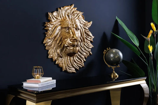 Decoratiune de perete din Metal Auriu H58xL55cm Wildlife Lion