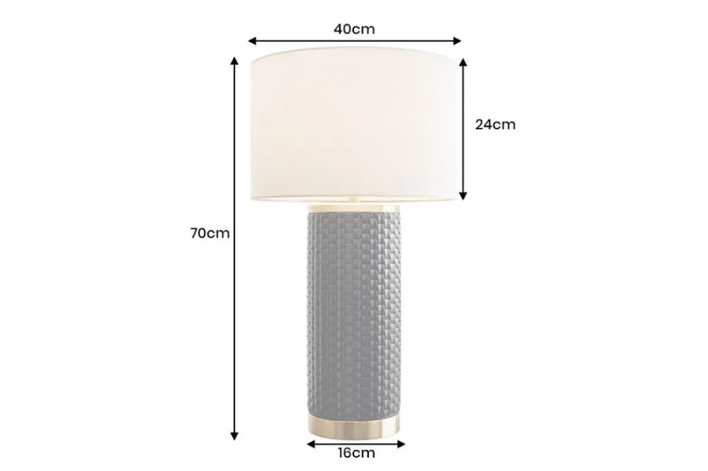 Veioza din Ceramica/Metal Negru/Auriu si Textil Alb D40xH70cm ELEGANCIA