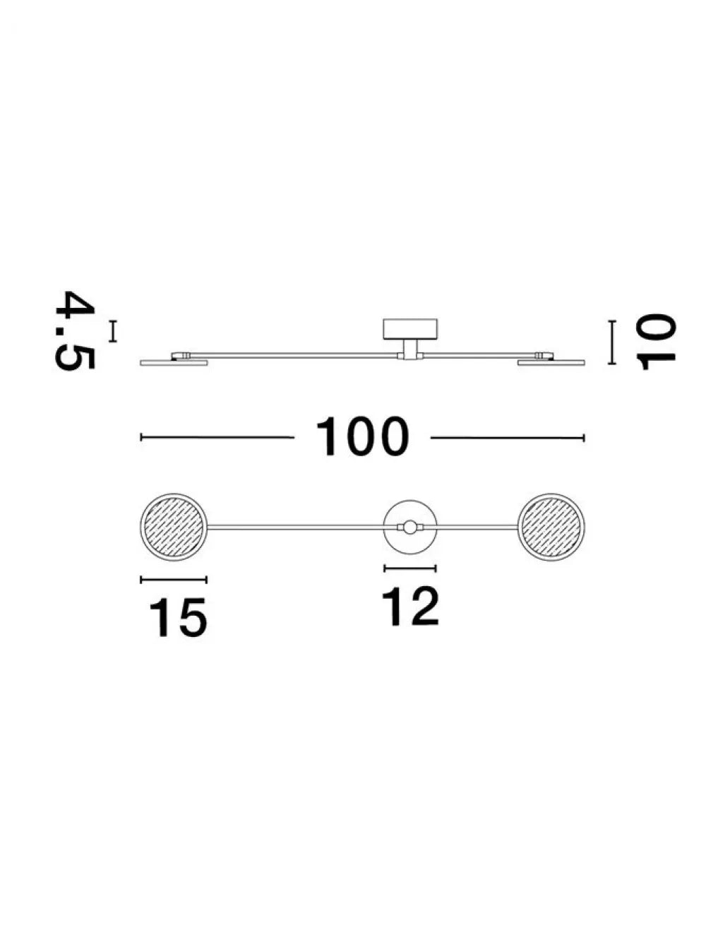 Aplica de perete structura din Metal Negru/Auriu si abajur din Acrilic Alb H120xL100cm IP20 18W 1836lm 3000k SCOPE