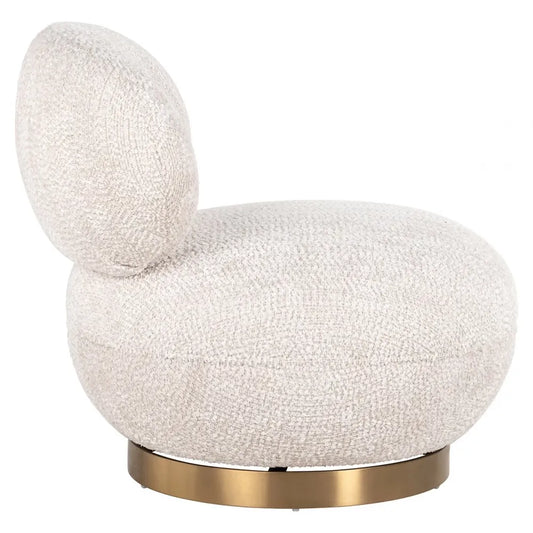 Fotoliu rotativ tapitat cu Stofa Be lovely Crem cu baza din Metal Auriu H77xL79xA83cm Jace Richmond Interiors
