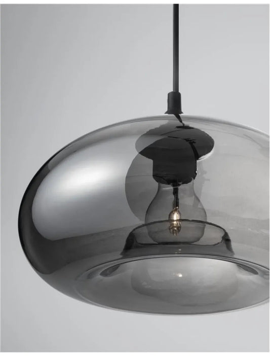 Pendul structura din Metal Negru si abajur din Sticla Crom H120xL28cm IP20 SAVAZ