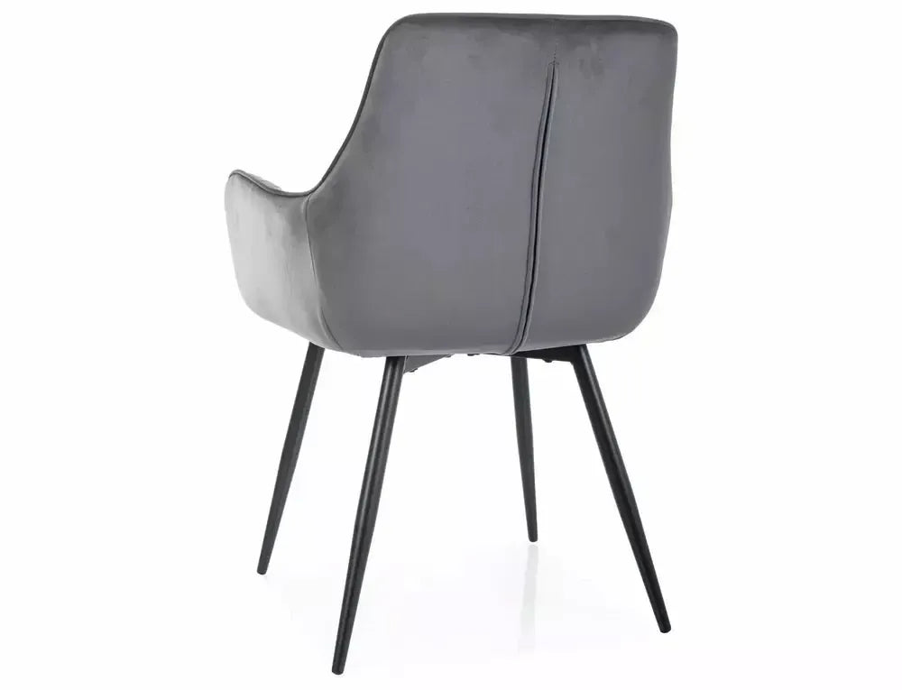 Scaun tapitat cu Catifea Gri cu picioare din Metal Negru H85xL57xA47cm Apple