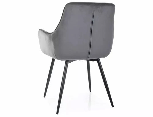 Scaun tapitat cu Catifea Gri cu picioare din Metal Negru H85xL57xA47cm Apple