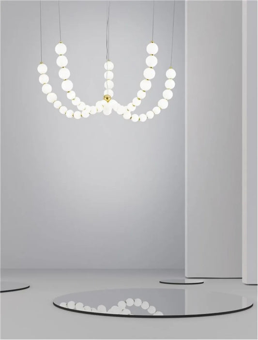 Candelabru structura din Metal Auriu si abajur din Sticla Alb H150xL118cm IP20 125W 11377lm 3000k PERLA