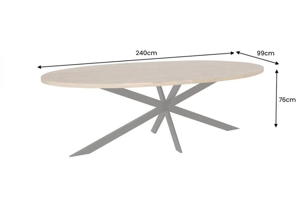 Masa ovala din Lemn de mango Maro si Metal Negru L240xH76cm Galaxie
