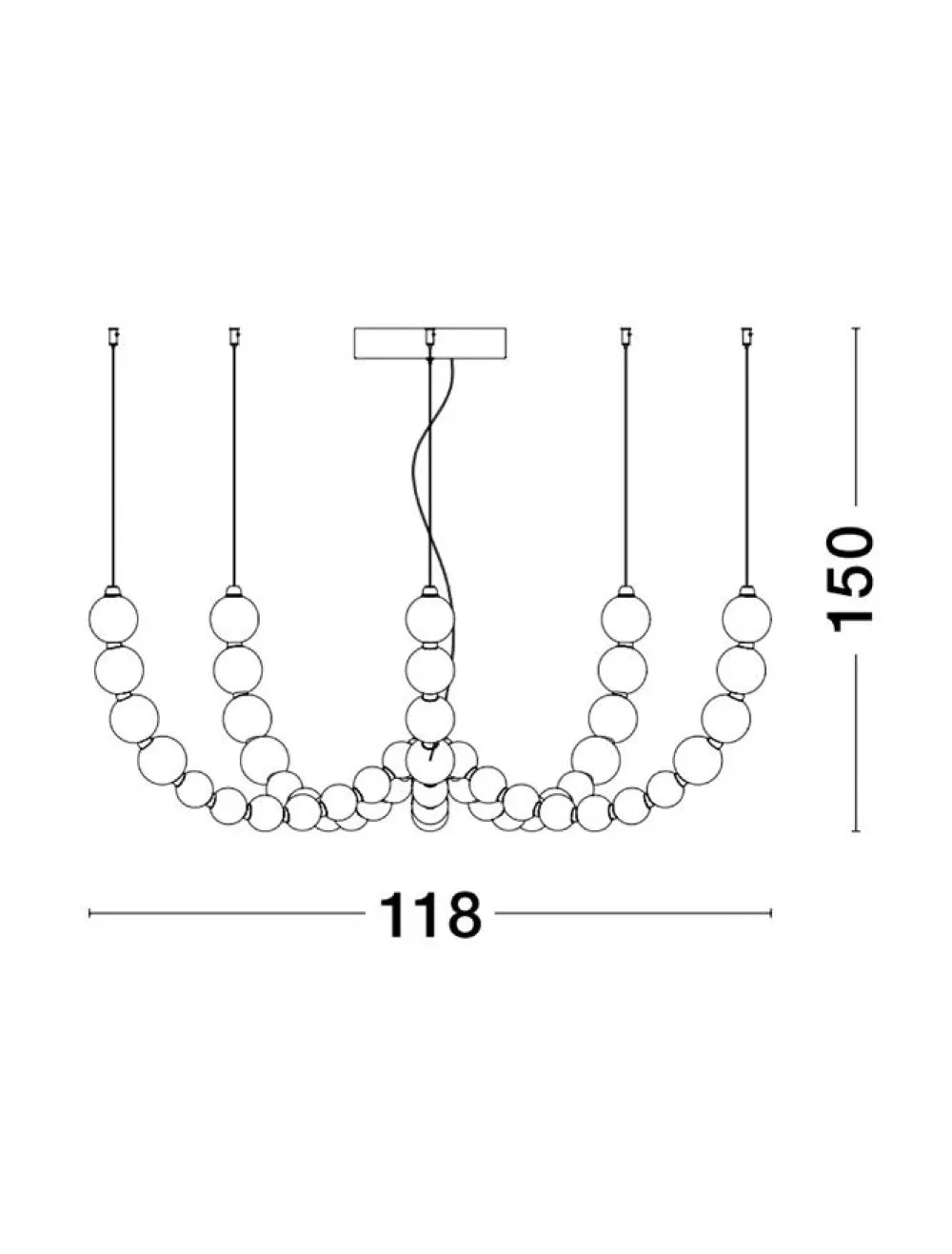 Candelabru structura din Metal Auriu si abajur din Sticla Alb H150xL118cm IP20 125W 11377lm 3000k PERLA