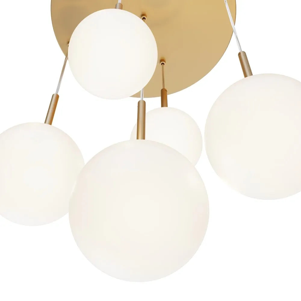 Lustra din Metal si Sticla Auriu/Alb H180xD58cm 40W Basic form