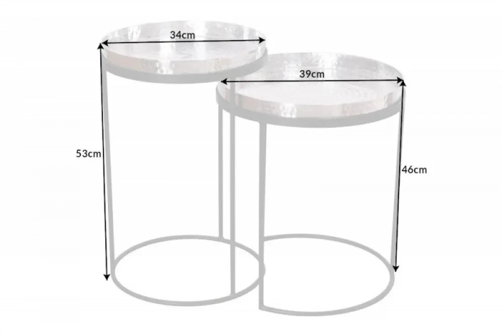Set 2 masute de colt Rotunde din Metal Auriu/Negru D34/39xH46/53cm Elements