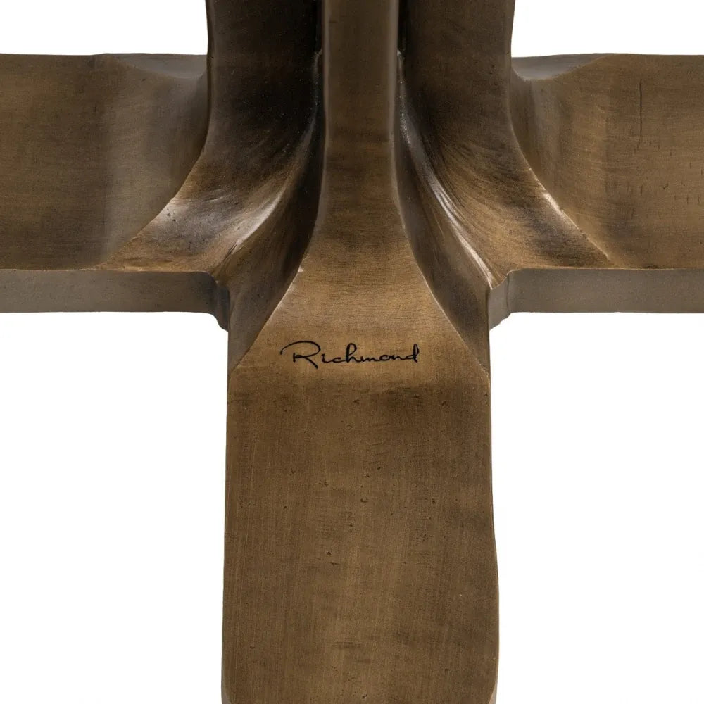 Masa de bar din Metal Auriu si Lemn de mango Maro D80xH105cm Revelin Richmond Interiors