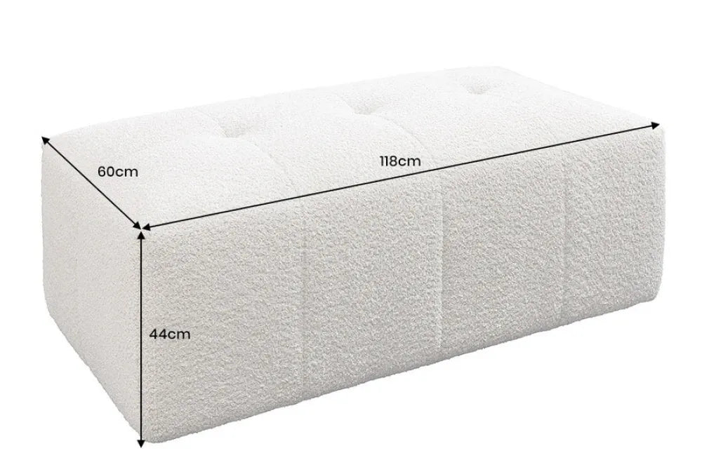 Puf tapitat cu Stofa boucle Bej sampanie L118xH44cm ROYAL