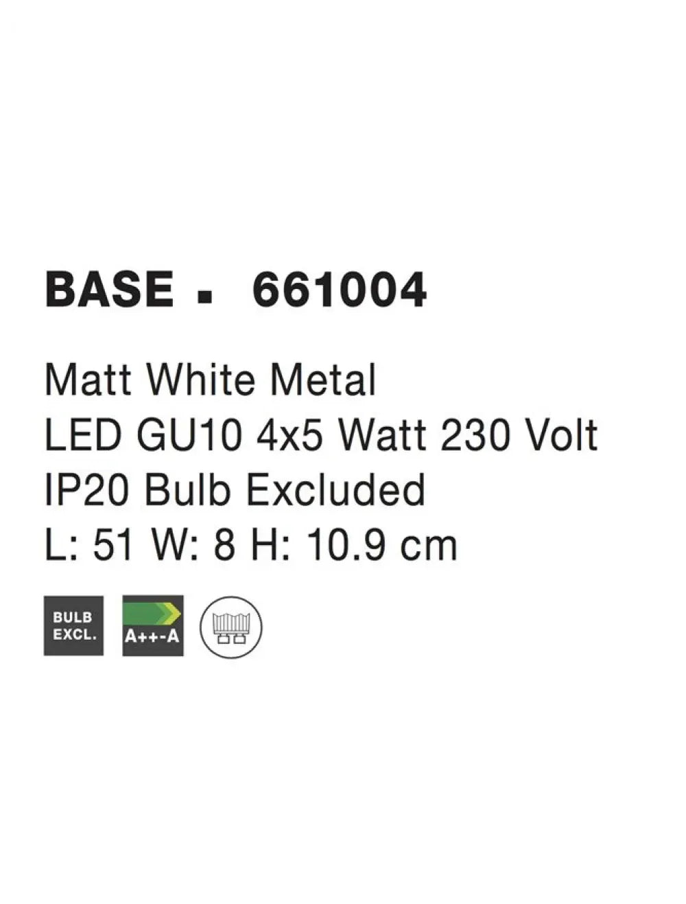 Plafoniera din Metal Alb H10.9xL51cm IP20 BASE