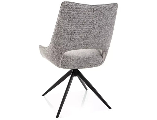 Set 2 Scaune rotative din Stofa Gri si Metal Negru H87xL56xA60cm Fino I