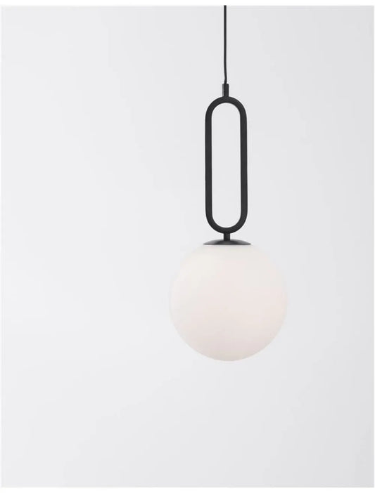 Pendul structura din Metal Negru si abajur din Sticla Alb H120xL25cm IP20 GRUS