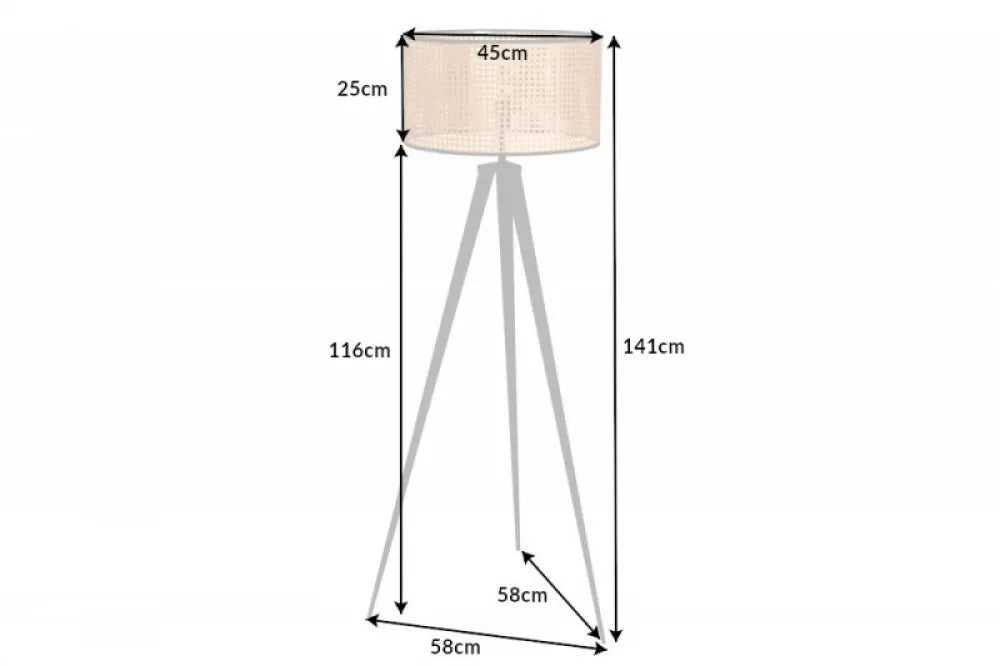 Lampa de podea din Metal Negru si Ratan Bej H141xD58cm Wiener