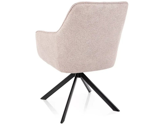 Scaun rotativ din Stofa Bej si Metal Negru H83xL55xA62cm Notti